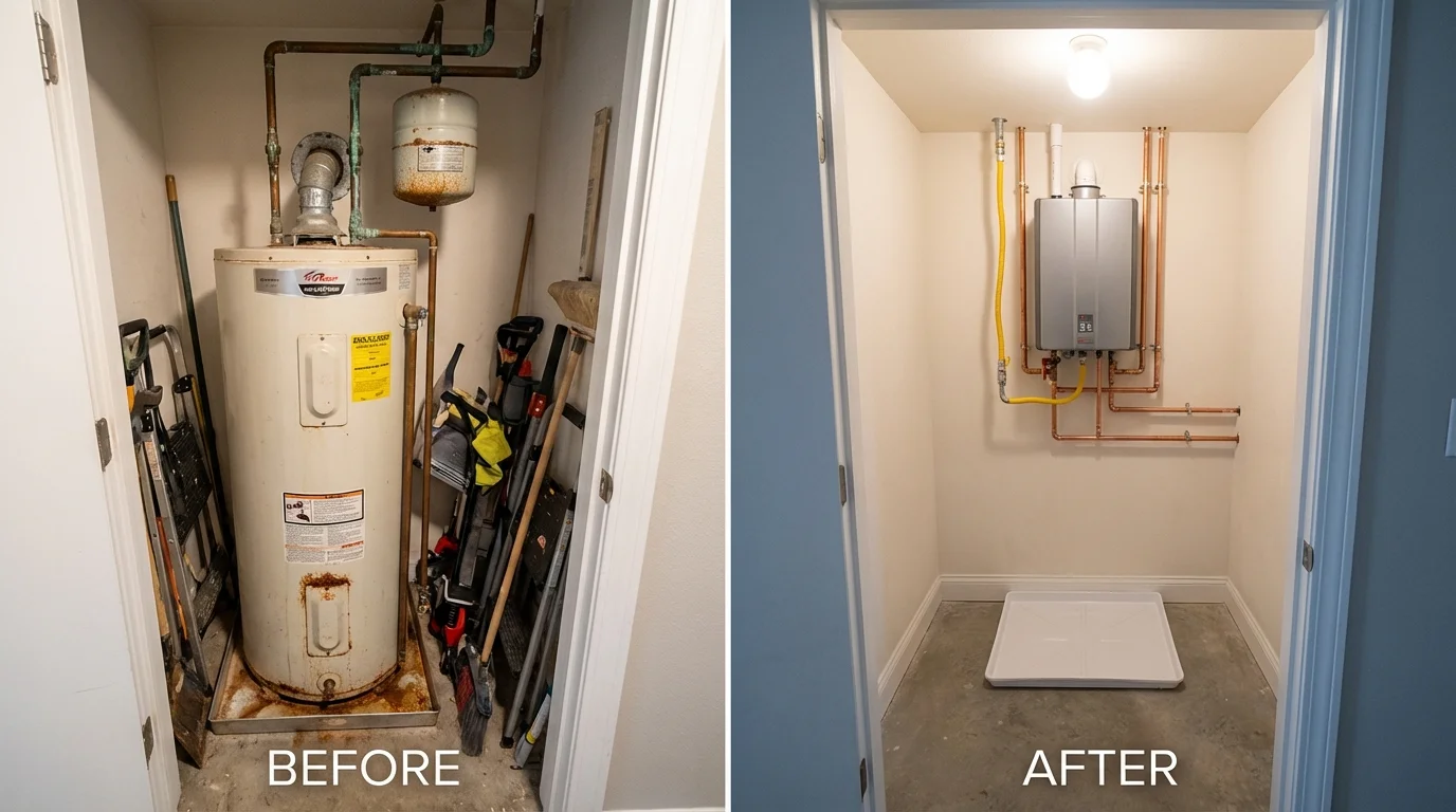 Tank water heater versus wall-mounted tankless unit comparison for Bronson, FL homeowners